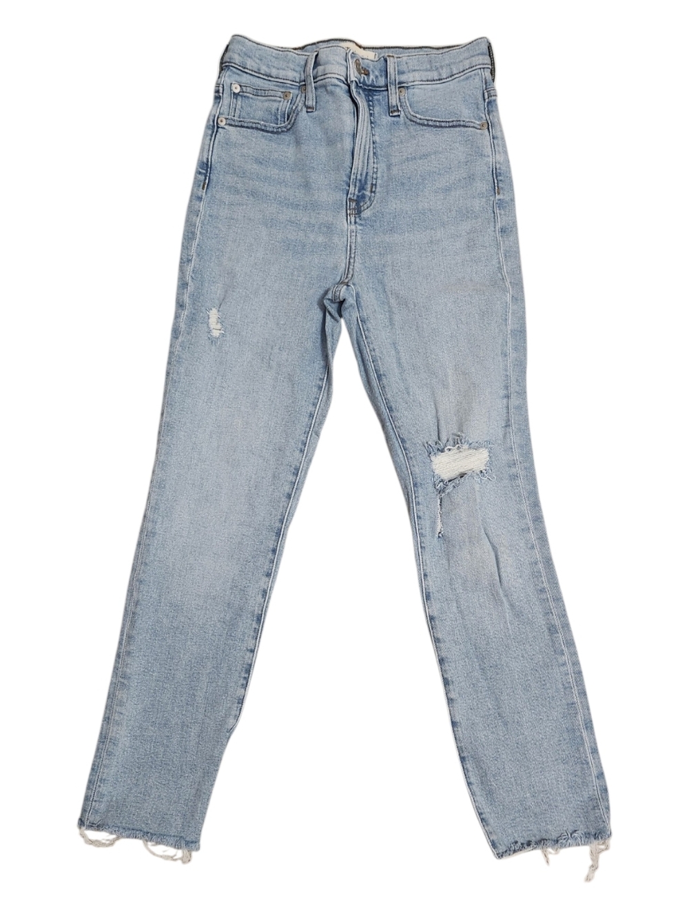 Madewell Light Blue Distressed Straight-Leg Jeans